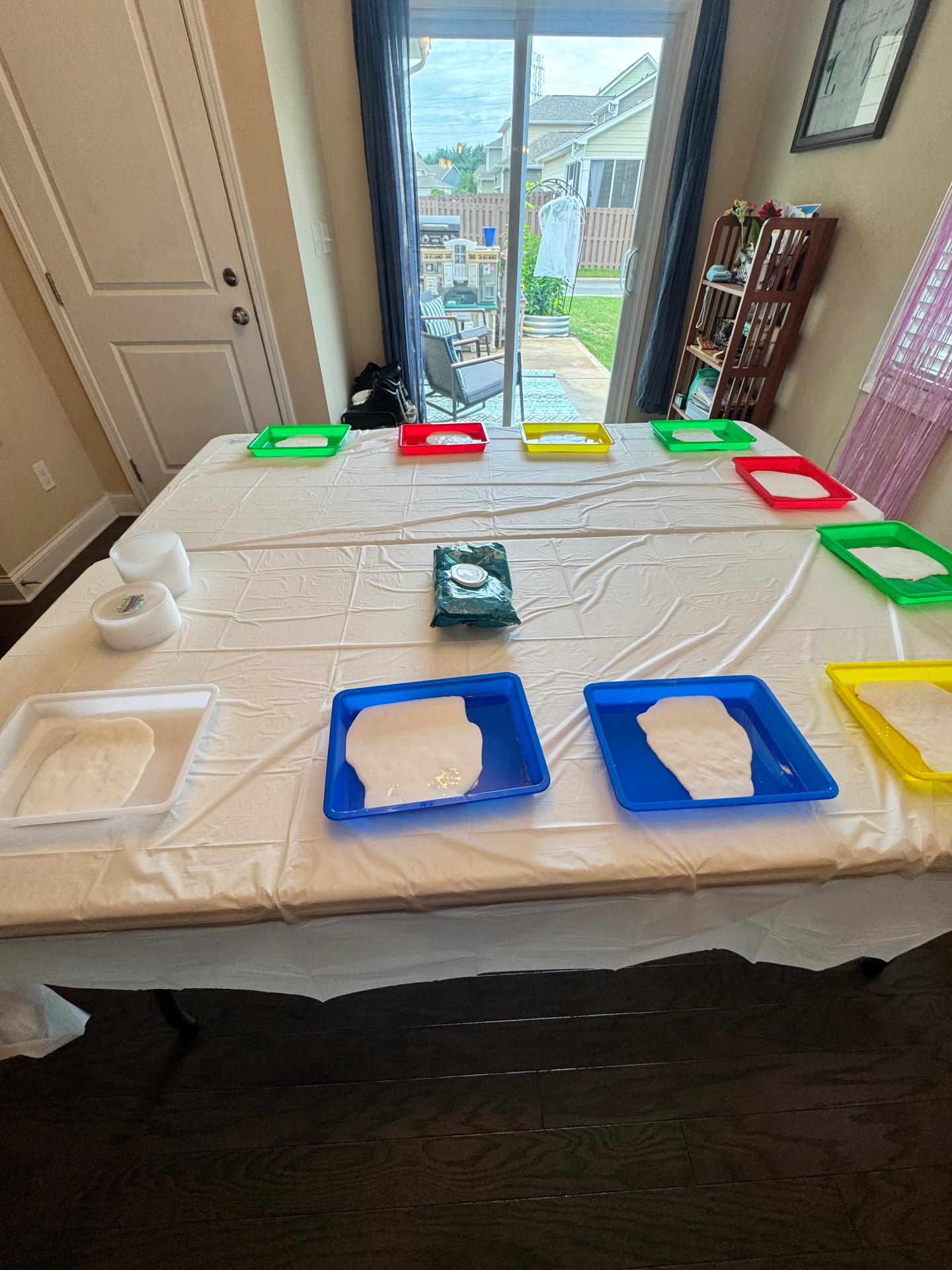 Individual slime bases set out for each guest